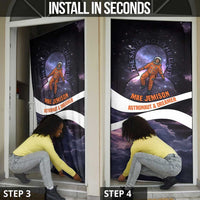 Mae Jemison Door Cover Cartoon Astronaut Portrait, The Sky Is Not the Limit Quote and Galaxy Dreamer - Wonder Print Shop
