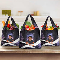 Mae Jemison Grocery Bag Cartoon Astronaut Portrait, The Sky Is Not the Limit Quote and Galaxy Dreamer - Wonder Print Shop