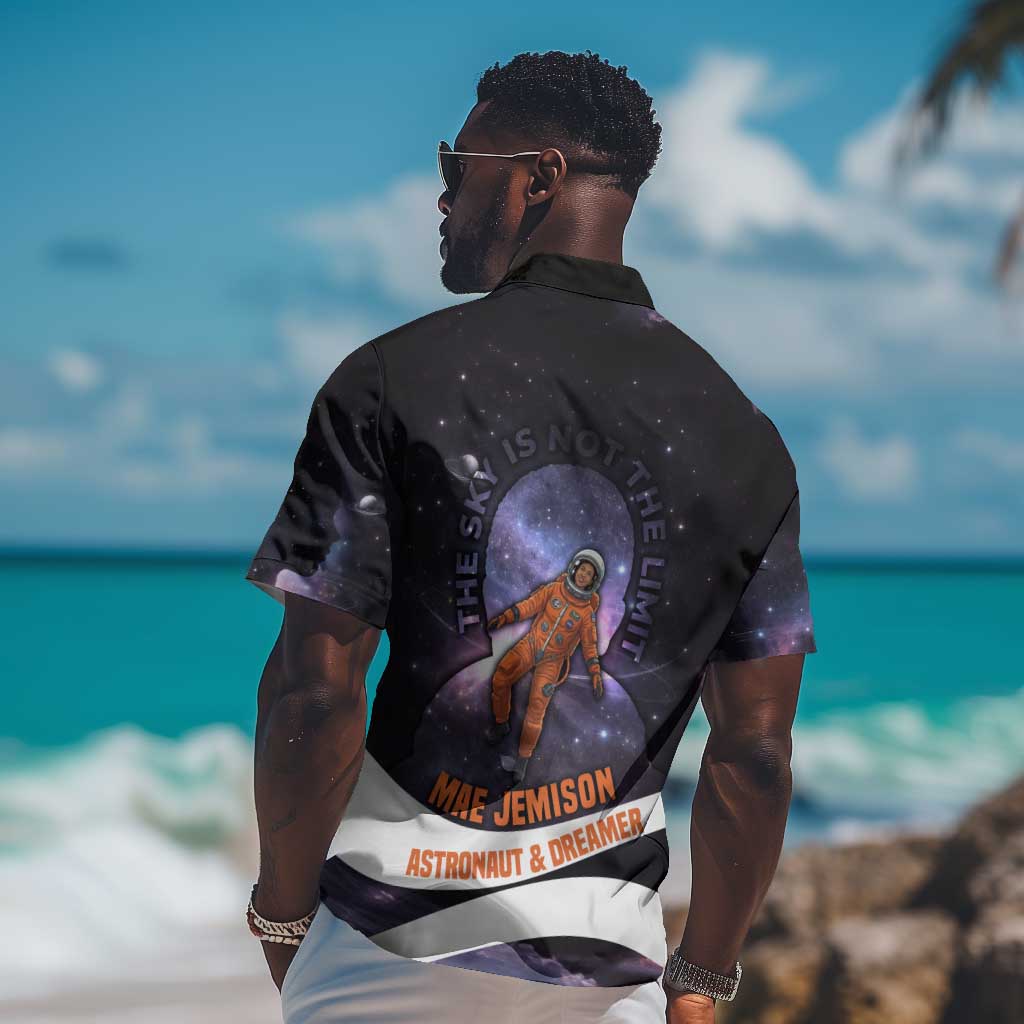 Mae Jemison Hawaiian Shirt Cartoon Astronaut Portrait, The Sky Is Not the Limit Quote and Galaxy Dreamer - Wonder Print Shop