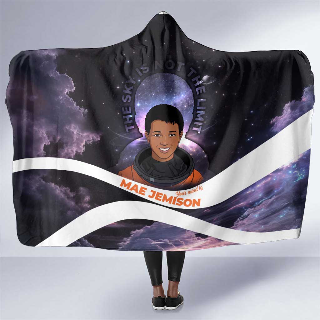 Mae Jemison Hooded Blanket Cartoon Astronaut Portrait, The Sky Is Not the Limit Quote and Galaxy Dreamer - Wonder Print Shop