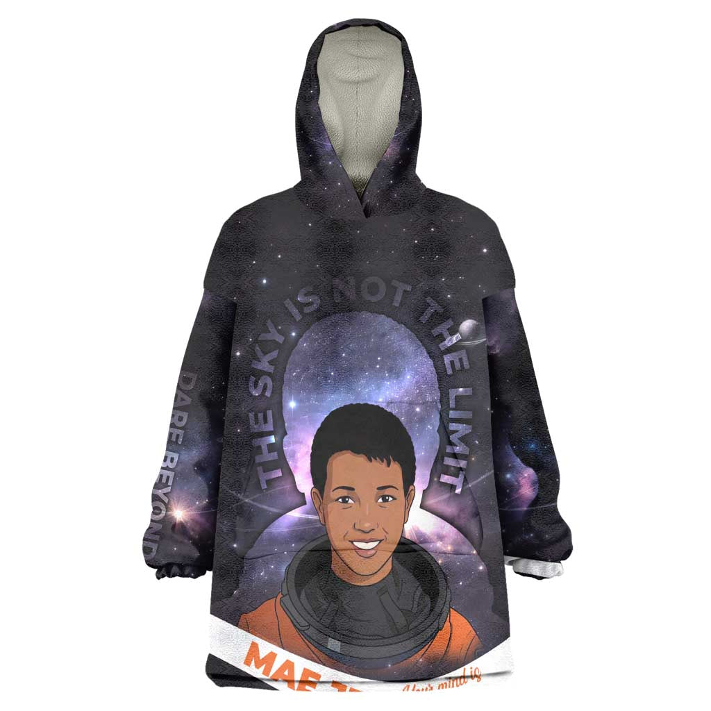 Mae Jemison Kid Wearable Blanket Hoodie Cartoon Astronaut Portrait, The Sky Is Not the Limit Quote and Galaxy Dreamer - Wonder Print Shop