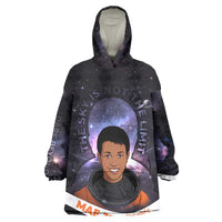 Mae Jemison Kid Wearable Blanket Hoodie Cartoon Astronaut Portrait, The Sky Is Not the Limit Quote and Galaxy Dreamer - Wonder Print Shop