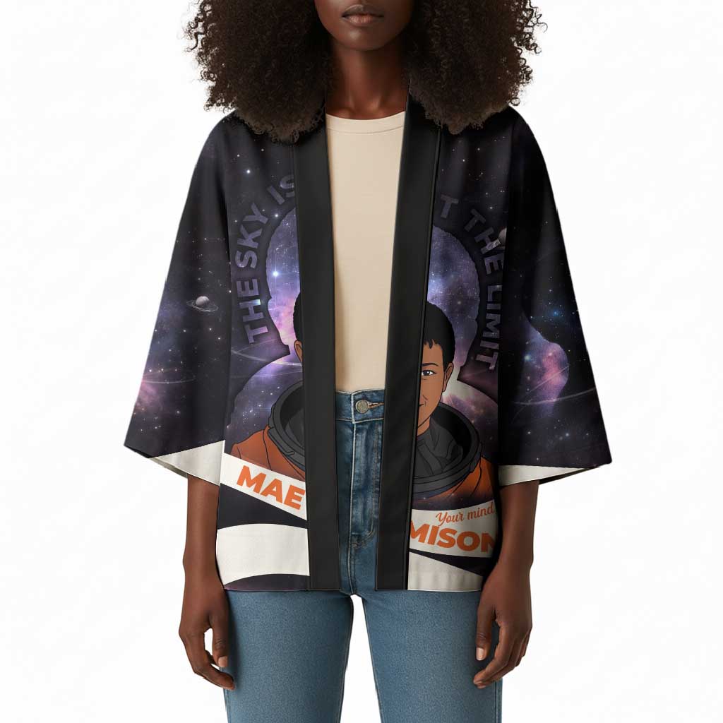 Mae Jemison Kimono Cartoon Astronaut Portrait, The Sky Is Not the Limit Quote and Galaxy Dreamer - Wonder Print Shop