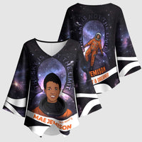 Mae Jemison Kimono Sleeve Blouse Cartoon Astronaut Portrait, The Sky Is Not the Limit Quote and Galaxy Dreamer - Wonder Print Shop