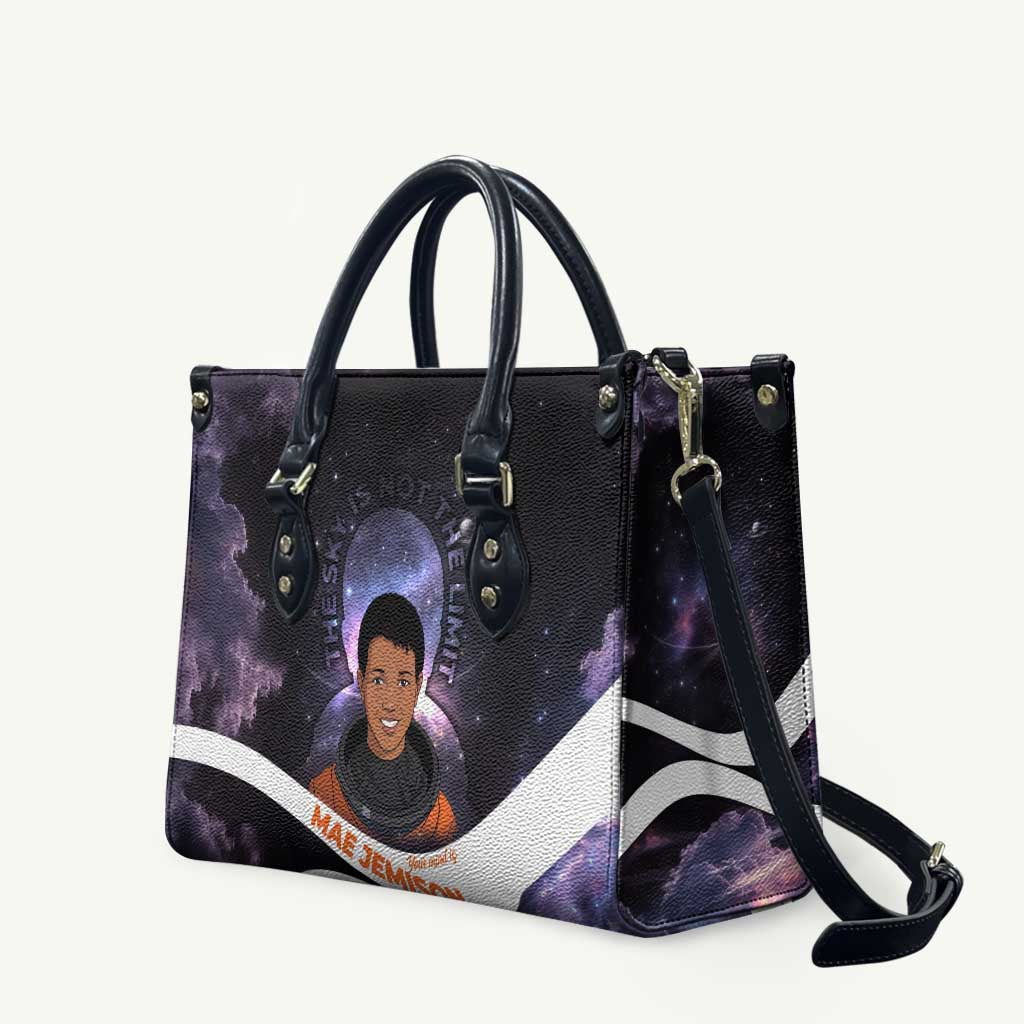 Mae Jemison Leather Bag Cartoon Astronaut Portrait, The Sky Is Not the Limit Quote and Galaxy Dreamer - Wonder Print Shop