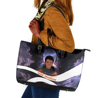 Mae Jemison Leather Tote Bag Cartoon Astronaut Portrait, The Sky Is Not the Limit Quote and Galaxy Dreamer - Wonder Print Shop