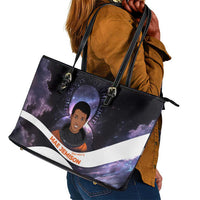 Mae Jemison Leather Tote Bag Cartoon Astronaut Portrait, The Sky Is Not the Limit Quote and Galaxy Dreamer - Wonder Print Shop