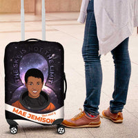 Mae Jemison Luggage Cover Cartoon Astronaut Portrait, The Sky Is Not the Limit Quote and Galaxy Dreamer - Wonder Print Shop