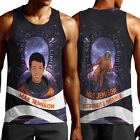 Mae Jemison Men Tank Top Cartoon Astronaut Portrait, The Sky Is Not the Limit Quote and Galaxy Dreamer - Wonder Print Shop