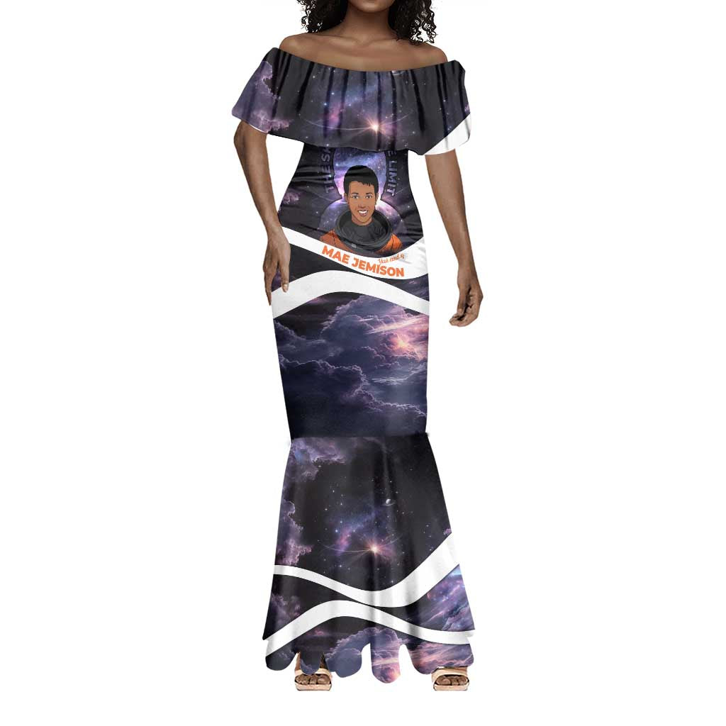 Mae Jemison Mermaid Dress Cartoon Astronaut Portrait, The Sky Is Not the Limit Quote and Galaxy Dreamer - Wonder Print Shop
