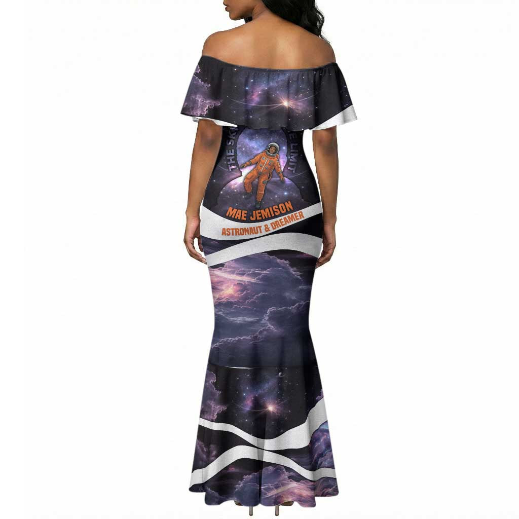 Mae Jemison Mermaid Dress Cartoon Astronaut Portrait, The Sky Is Not the Limit Quote and Galaxy Dreamer - Wonder Print Shop