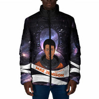 Mae Jemison Padded Jacket Cartoon Astronaut Portrait, The Sky Is Not the Limit Quote and Galaxy Dreamer - Wonder Print Shop