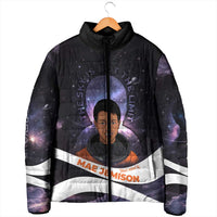 Mae Jemison Padded Jacket Cartoon Astronaut Portrait, The Sky Is Not the Limit Quote and Galaxy Dreamer - Wonder Print Shop