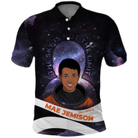 Mae Jemison Polo Shirt Cartoon Astronaut Portrait, The Sky Is Not the Limit Quote and Galaxy Dreamer - Wonder Print Shop
