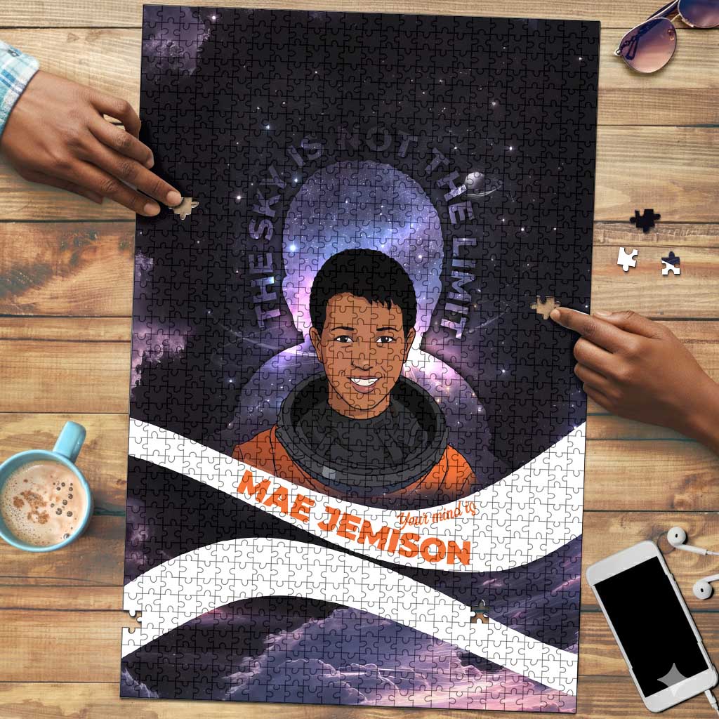 Mae Jemison Puzzle Cartoon Astronaut Portrait, The Sky Is Not the Limit Quote and Galaxy Dreamer - Wonder Print Shop