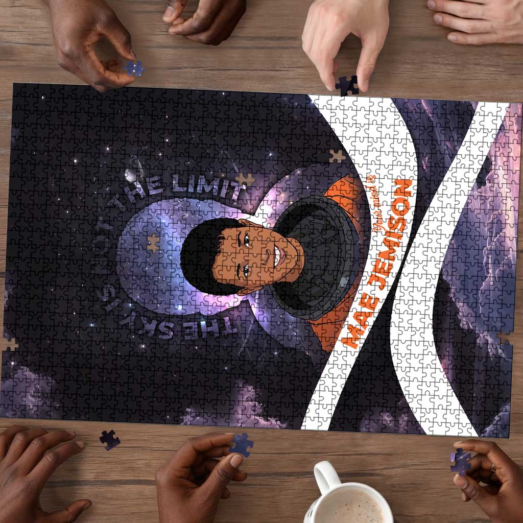 Mae Jemison Puzzle Cartoon Astronaut Portrait, The Sky Is Not the Limit Quote and Galaxy Dreamer - Wonder Print Shop