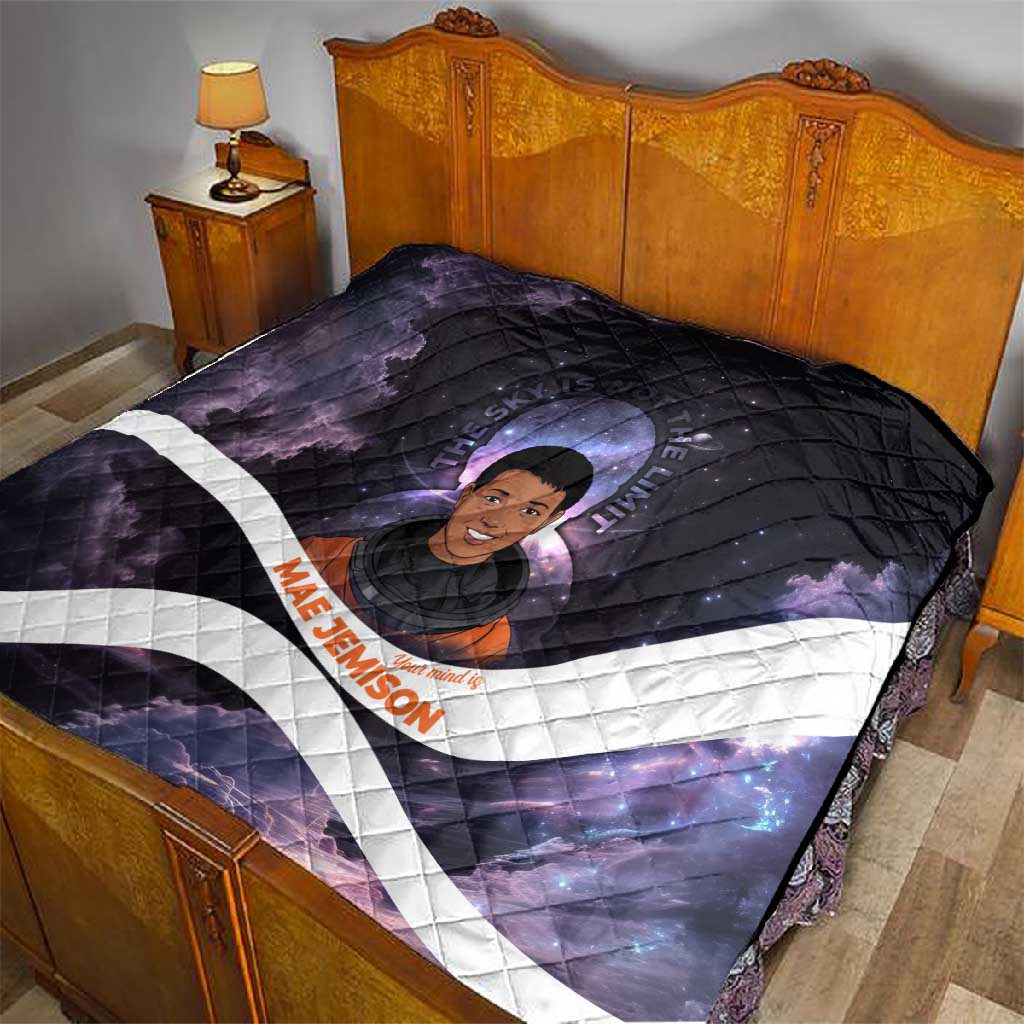 Mae Jemison Quilt Cartoon Astronaut Portrait, The Sky Is Not the Limit Quote and Galaxy Dreamer - Wonder Print Shop