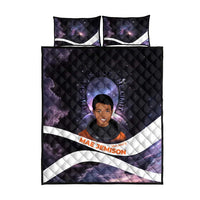 Mae Jemison Quilt Bed Set Cartoon Astronaut Portrait, The Sky Is Not the Limit Quote and Galaxy Dreamer - Wonder Print Shop