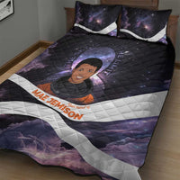 Mae Jemison Quilt Bed Set Cartoon Astronaut Portrait, The Sky Is Not the Limit Quote and Galaxy Dreamer - Wonder Print Shop