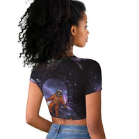 Mae Jemison Raglan Cropped T shirt Cartoon Astronaut Portrait, The Sky Is Not the Limit Quote and Galaxy Dreamer - Wonder Print Shop