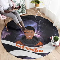 Mae Jemison Round Carpet Cartoon Astronaut Portrait, The Sky Is Not the Limit Quote and Galaxy Dreamer - Wonder Print Shop