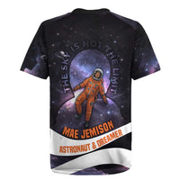 Mae Jemison Rugby Jersey Cartoon Astronaut Portrait, The Sky Is Not the Limit Quote and Galaxy Dreamer - Wonder Print Shop