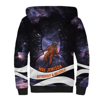 Mae Jemison Sherpa Hoodie Cartoon Astronaut Portrait, The Sky Is Not the Limit Quote and Galaxy Dreamer - Wonder Print Shop