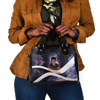 Mae Jemison Shoulder Handbag Cartoon Astronaut Portrait, The Sky Is Not the Limit Quote and Galaxy Dreamer - Wonder Print Shop