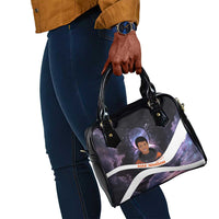 Mae Jemison Shoulder Handbag Cartoon Astronaut Portrait, The Sky Is Not the Limit Quote and Galaxy Dreamer - Wonder Print Shop