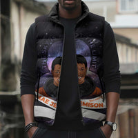 Mae Jemison Sleeveless Puffer Jacket Cartoon Astronaut Portrait, The Sky Is Not the Limit Quote and Galaxy Dreamer - Wonder Print Shop
