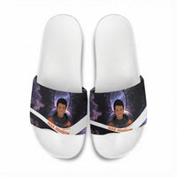 Mae Jemison Slide Sandals Cartoon Astronaut Portrait, The Sky Is Not the Limit Quote and Galaxy Dreamer - Wonder Print Shop