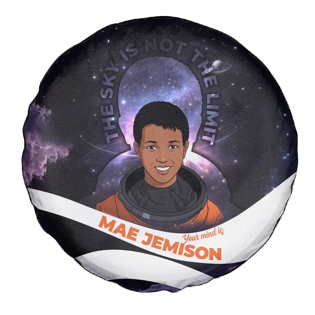 Mae Jemison Spare Tire Cover Cartoon Astronaut Portrait, The Sky Is Not the Limit Quote and Galaxy Dreamer - Wonder Print Shop