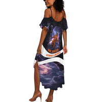 Mae Jemison Summer Maxi Dress Cartoon Astronaut Portrait, The Sky Is Not the Limit Quote and Galaxy Dreamer - Wonder Print Shop