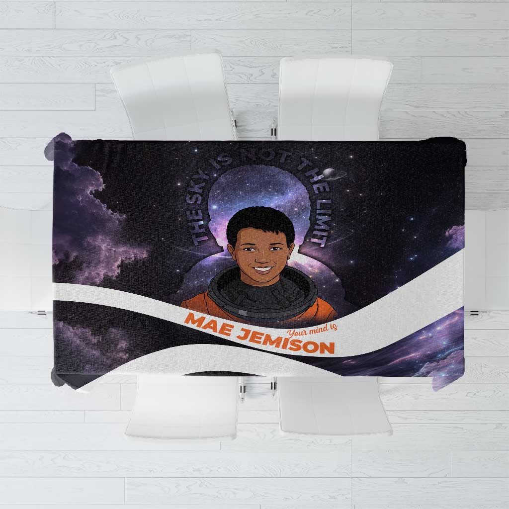 Mae Jemison Tablecloth Cartoon Astronaut Portrait, The Sky Is Not the Limit Quote and Galaxy Dreamer - Wonder Print Shop