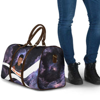Mae Jemison Travel Bag Cartoon Astronaut Portrait, The Sky Is Not the Limit Quote and Galaxy Dreamer - Wonder Print Shop