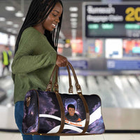 Mae Jemison Travel Bag Cartoon Astronaut Portrait, The Sky Is Not the Limit Quote and Galaxy Dreamer - Wonder Print Shop