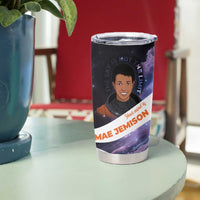 Mae Jemison Tumbler Cup Cartoon Astronaut Portrait, The Sky Is Not the Limit Quote and Galaxy Dreamer - Wonder Print Shop