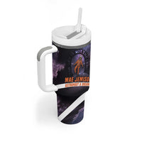 Mae Jemison Tumbler With Handle Cartoon Astronaut Portrait, The Sky Is Not the Limit Quote and Galaxy Dreamer - Wonder Print Shop