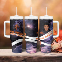 Mae Jemison Tumbler With Handle Cartoon Astronaut Portrait, The Sky Is Not the Limit Quote and Galaxy Dreamer - Wonder Print Shop