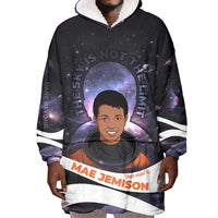 Mae Jemison Wearable Blanket Hoodie Cartoon Astronaut Portrait, The Sky Is Not the Limit Quote and Galaxy Dreamer - Wonder Print Shop