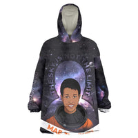 Mae Jemison Wearable Blanket Hoodie Cartoon Astronaut Portrait, The Sky Is Not the Limit Quote and Galaxy Dreamer - Wonder Print Shop