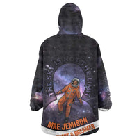 Mae Jemison Wearable Blanket Hoodie Cartoon Astronaut Portrait, The Sky Is Not the Limit Quote and Galaxy Dreamer - Wonder Print Shop