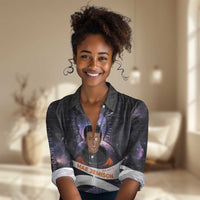 Mae Jemison Women Casual Shirt Cartoon Astronaut Portrait, The Sky Is Not the Limit Quote and Galaxy Dreamer - Wonder Print Shop