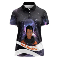 Mae Jemison Women Polo Shirt Cartoon Astronaut Portrait, The Sky Is Not the Limit Quote and Galaxy Dreamer - Wonder Print Shop