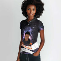 Mae Jemison Women Polo Shirt Cartoon Astronaut Portrait, The Sky Is Not the Limit Quote and Galaxy Dreamer - Wonder Print Shop