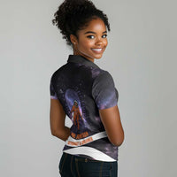 Mae Jemison Women Polo Shirt Cartoon Astronaut Portrait, The Sky Is Not the Limit Quote and Galaxy Dreamer - Wonder Print Shop
