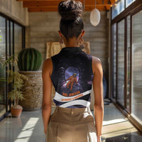 Mae Jemison Women Sleeveless Polo Shirt Cartoon Astronaut Portrait, The Sky Is Not the Limit Quote and Galaxy Dreamer - Wonder Print Shop