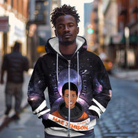 Mae Jemison Zip Hoodie Cartoon Astronaut Portrait, The Sky Is Not the Limit Quote and Galaxy Dreamer - Wonder Print Shop