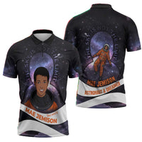 Mae Jemison Zipper Polo Shirt Cartoon Astronaut Portrait, The Sky Is Not the Limit Quote and Galaxy Dreamer - Wonder Print Shop