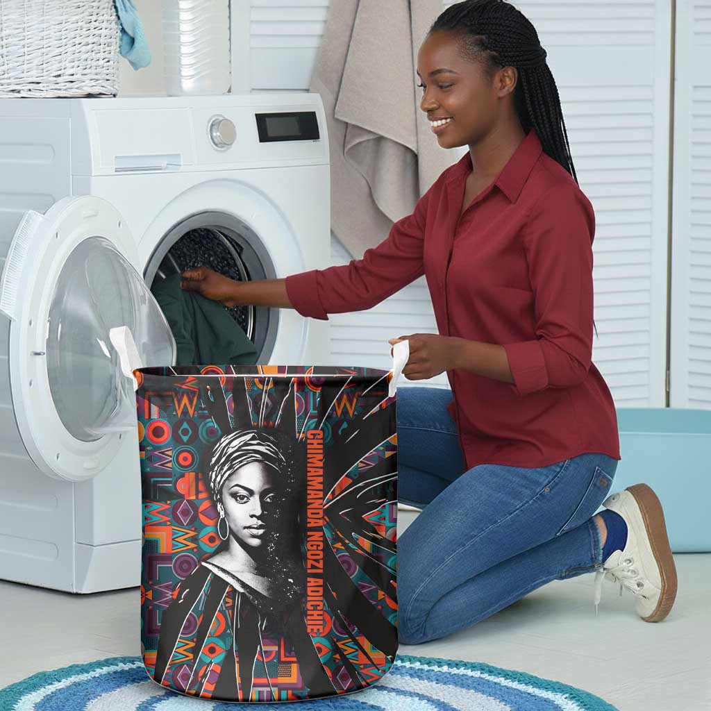 Chimamanda Ngozi Adichie Laundry Basket with Monochrome Portrait, The Danger of a Single Story Quote - Wonder Print Shop